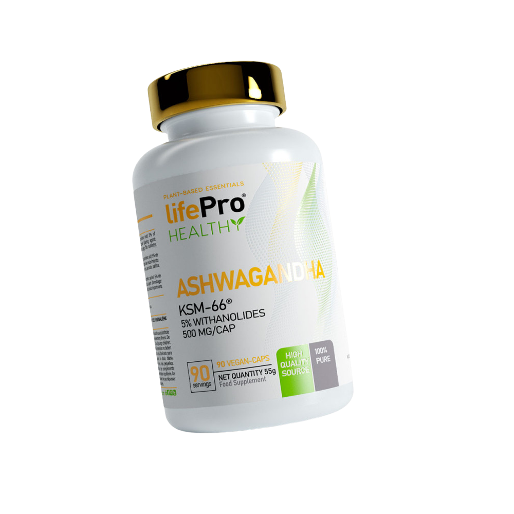 Cápsulas de Ashwagandha de Life Pro Nutrition, suplemento natural ideal para el control del estrés y el equilibrio hormonal. Cápsulas de Ashwagandha de Life Pro Nutrition, suplemento natural ideal para el control del estrés y el equilibrio hormonal.