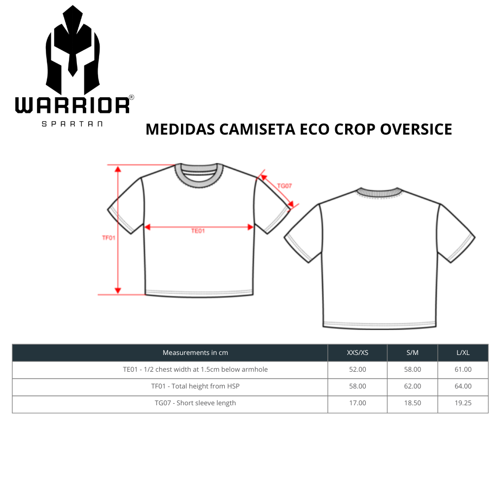 Medidas camiseta eco crop oversice Medidas camiseta eco crop oversice
